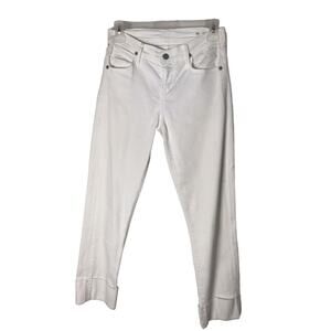 Citizens of Humanity Dani Cropped Straight Leg Jeans Size 26 Waist Cuffed White